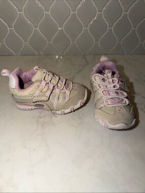 VINTAGE Baby Toddler Skechers Kids Beige Pink Athletic Sneaker Tennis Shoes